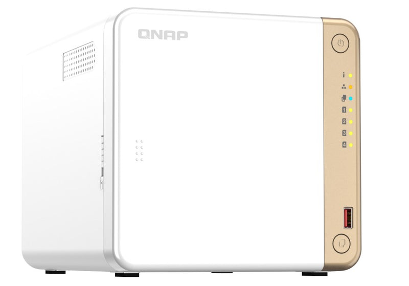 QNAP TS-462-4G 4-Bay desktop NAS, Intel® Celeron® N4505 dual-core, 4 GB DDR4 onboard not expandable, 4 x 3.5'/2.5' SATA 6Gb/s drive bays, 2 x M.2 2280