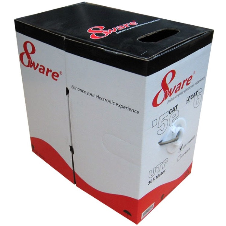 8ware CAT6 UTP Cable 305m Roll - Grey White Full 0.55mm Copper UTP Solid Ethernet LAN Network 24AWG 0.55cu 2x4p pvc Jacket