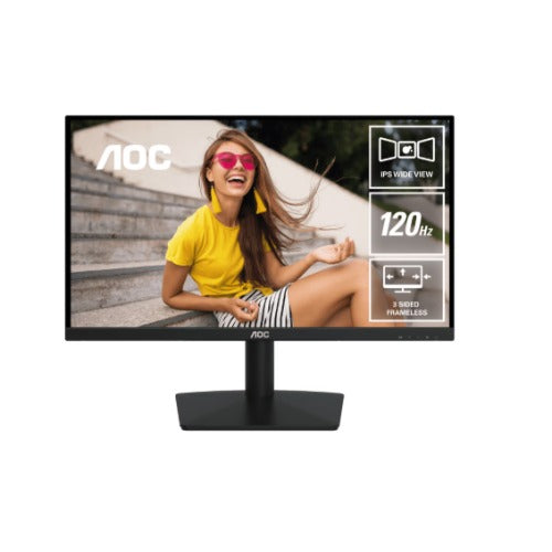AOC 23.8' 120Hz IPS Monitor: 1080p IPS, 120Hz refresh, 1ms MPRT, 250 nits, 178° view, HDMI/VGA, sRGB 118%, tilt adjustable, VESA mountable