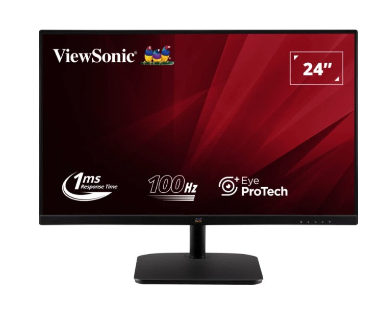 ViewSonic 24' Office Ultra Thin FHD IPS, 100Hz, 1ms MPRT, HDMI, VGA, 2×2W Speakers, 178°/178°, Frameless Design, Low Blue Light, Flicker‑Free. 3YARW