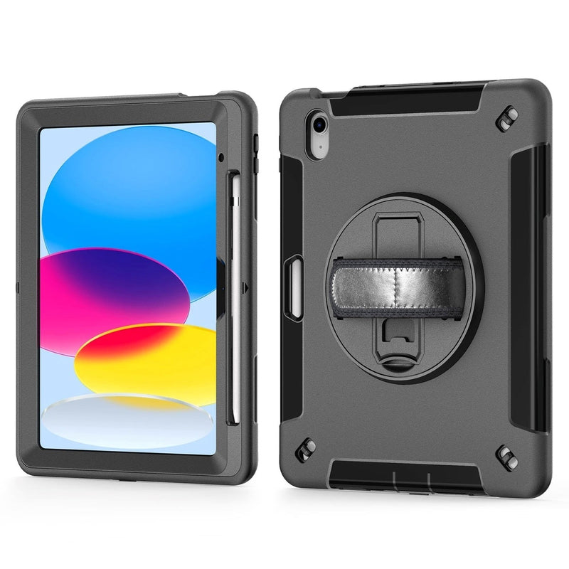 USP Rugged Apple iPad Air (9.7') (2nd/1st Gen) / iPad (9.7') (6th/5th Gen) Case Black - Built-in-Kickstand, Hand & Shoulder Strap, 3 Years Warranty