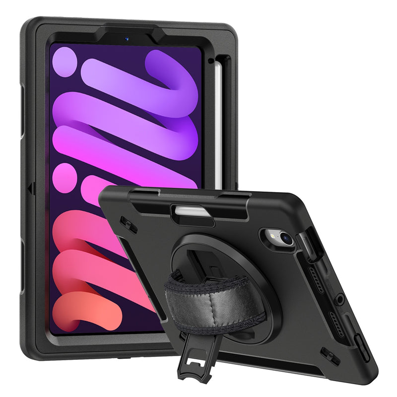 USP Rugged Apple iPad Mini (8.3') (A17 Pro) (7th Gen) / iPad Mini (8.3') (6th Gen) Case Black -  Built-in-Kickstand, 3 Years Warranty
