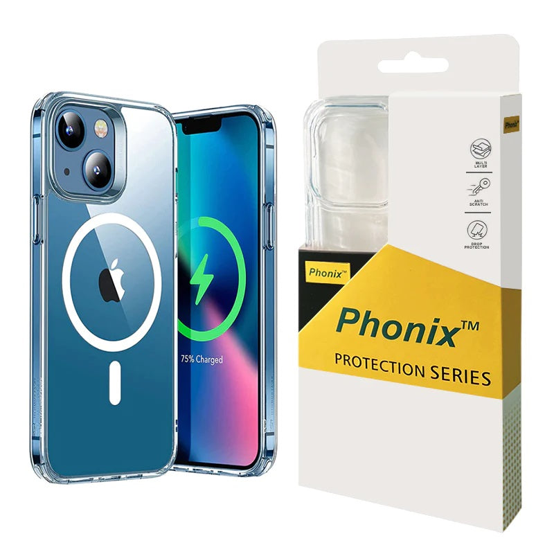 Phonix Apple iPhone 13 Pro Max (6.7) Clear Rock Shockproof Case With MagSafe - Ultra-thin, Lightweight, Non-slip, Crystal Clear, 10 Years Warranty