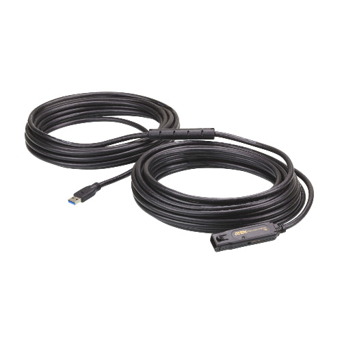 Aten USB 3.2 Gen 1 15m Extender Cable with AC Adapter, support 5 Gbps data-rate, daisy-chain up to 30m, unique locker head design