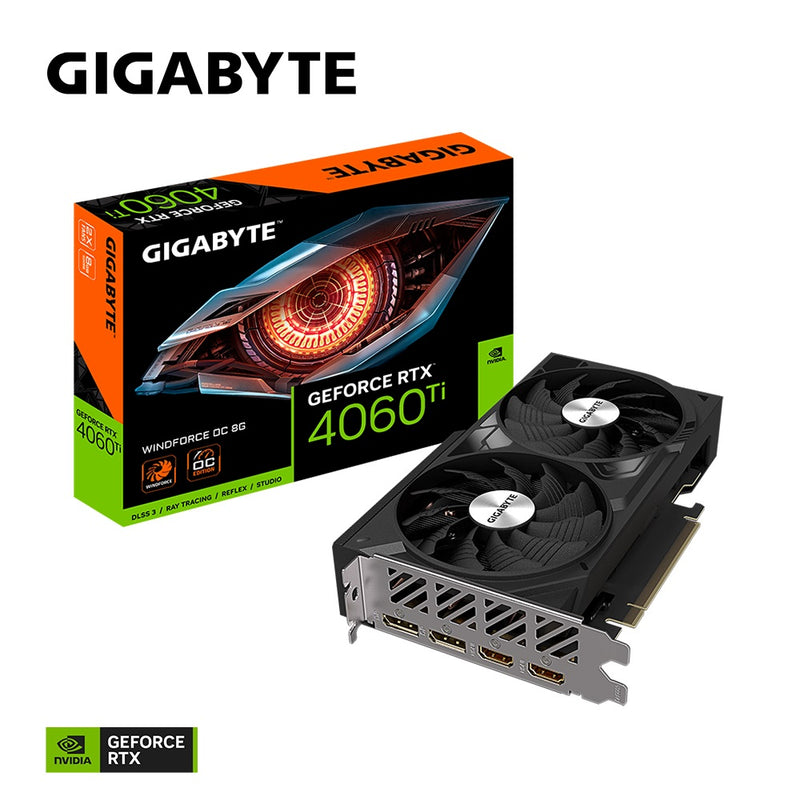 (LS) Gigabyte nVidia GeForce RTX™ 4060 Ti WINDFORCE OC 8G, 2550 MHz, CUDA 4352, 18 Gbps, GDDR6, 128 bit, PCI-E 4.0,500W,DisplayPort 1.4a*2 HDMI 2.1a*2